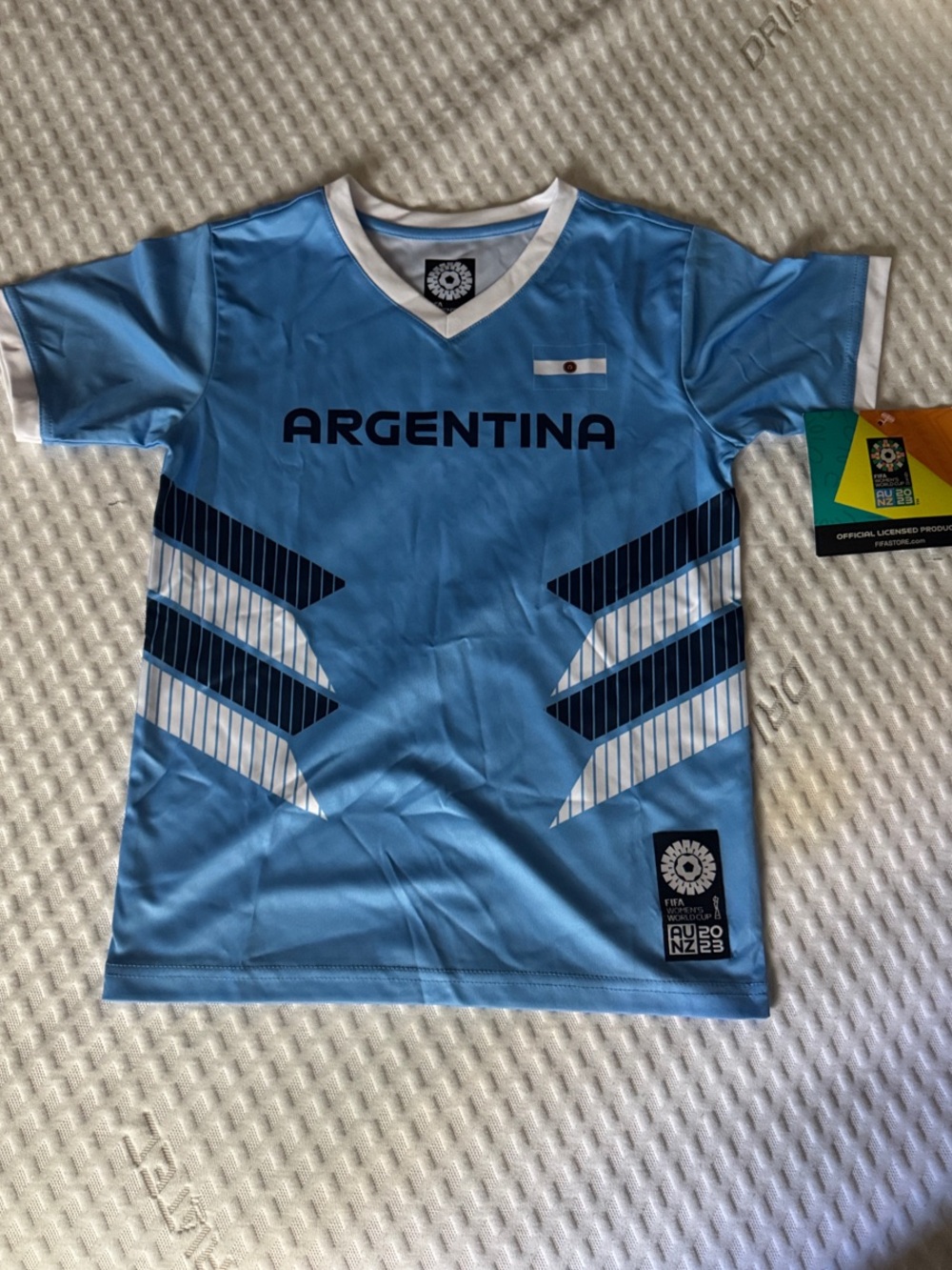 Argentina Youth Large Soccer/Football Jersey in Light Blue with Navy Accents
